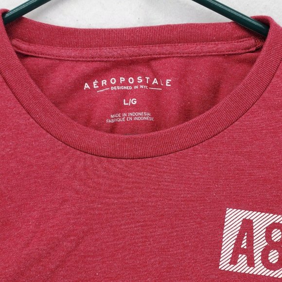 Aeropostale Shirt Men's Long Sleeve Crew Neck Pullover Tee Red Large - Picture 7 of 12